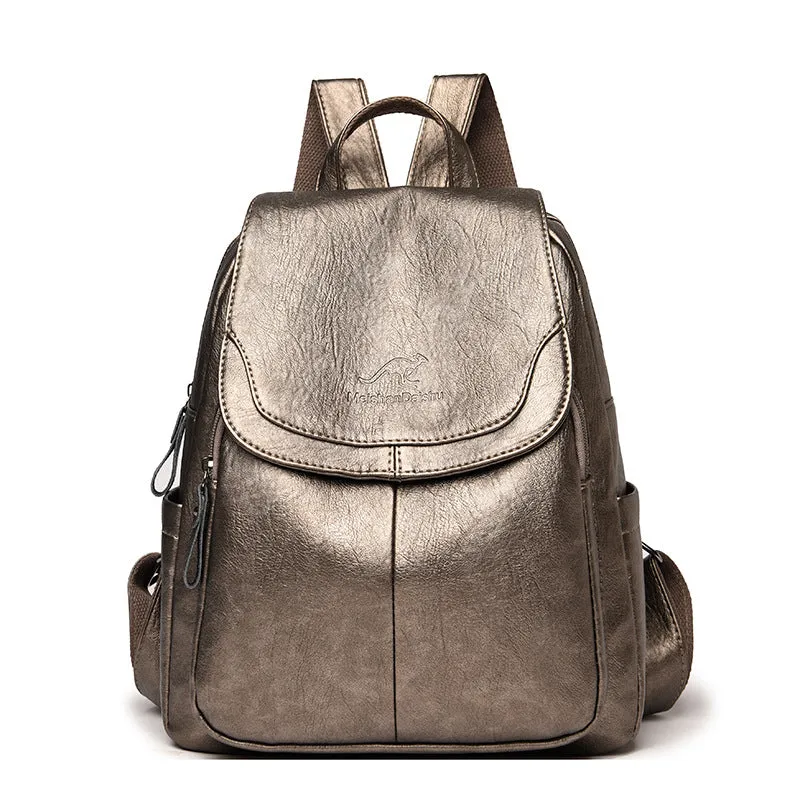 Relaxed Retro Faux Leather Backpack