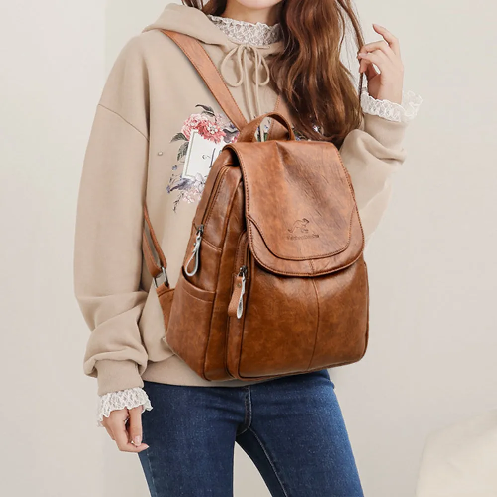 Relaxed Retro Faux Leather Backpack