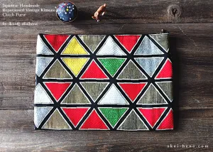 Repurposed Vintage Kimono Obi Clutch, Japanese Handmade ⦿z30c0002