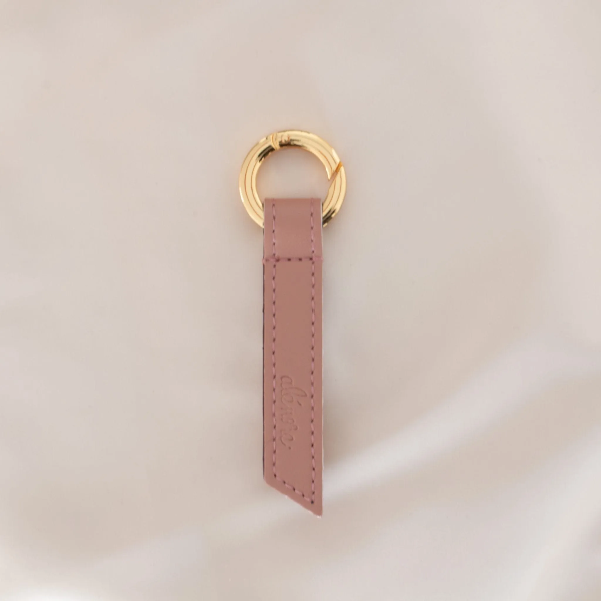 Ribbon Vegan Apple Leather Key Ring | Old Pink & Bordeaux