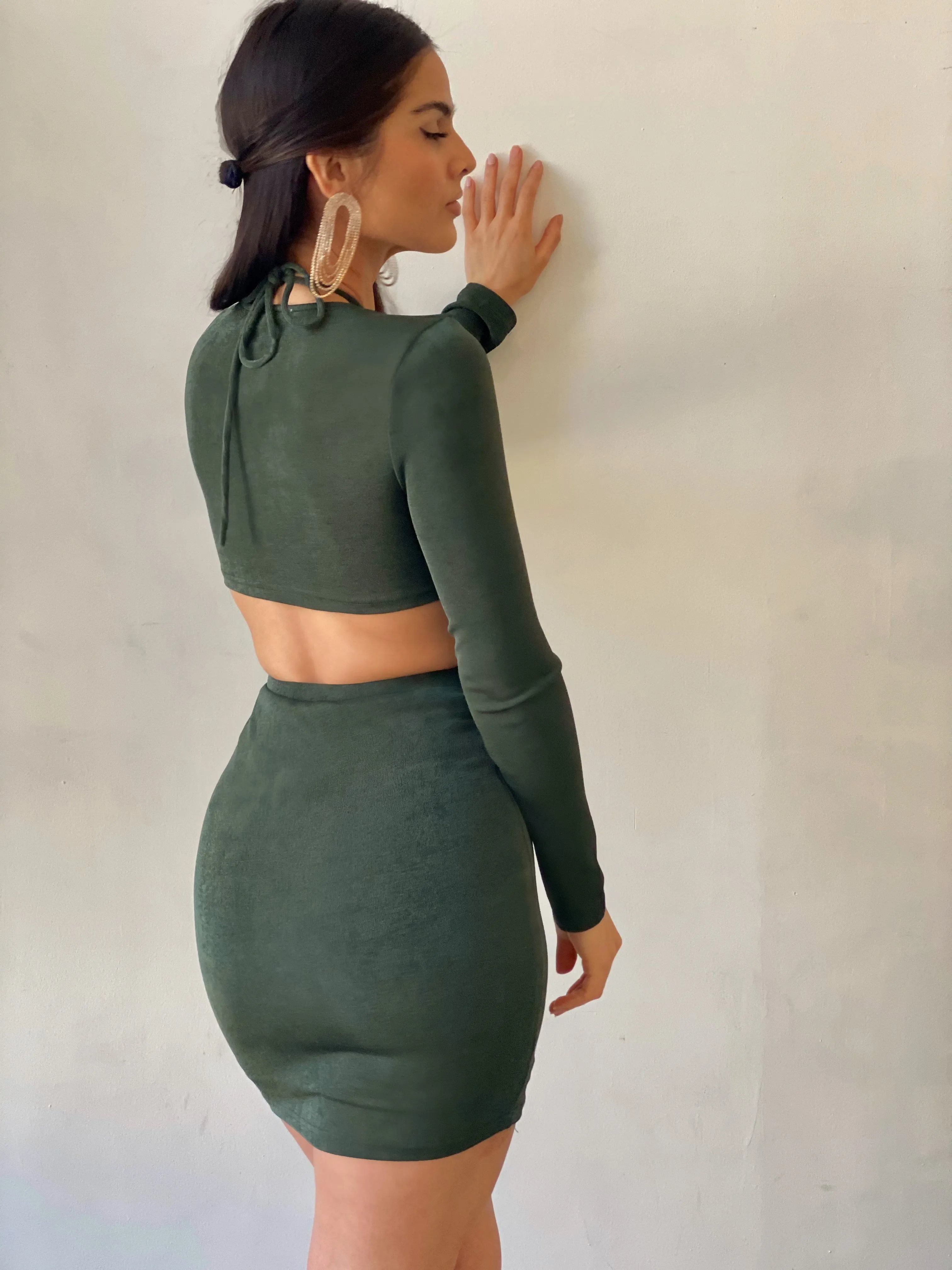 Risk Taker - Forest Green Cut Out Mini Dress