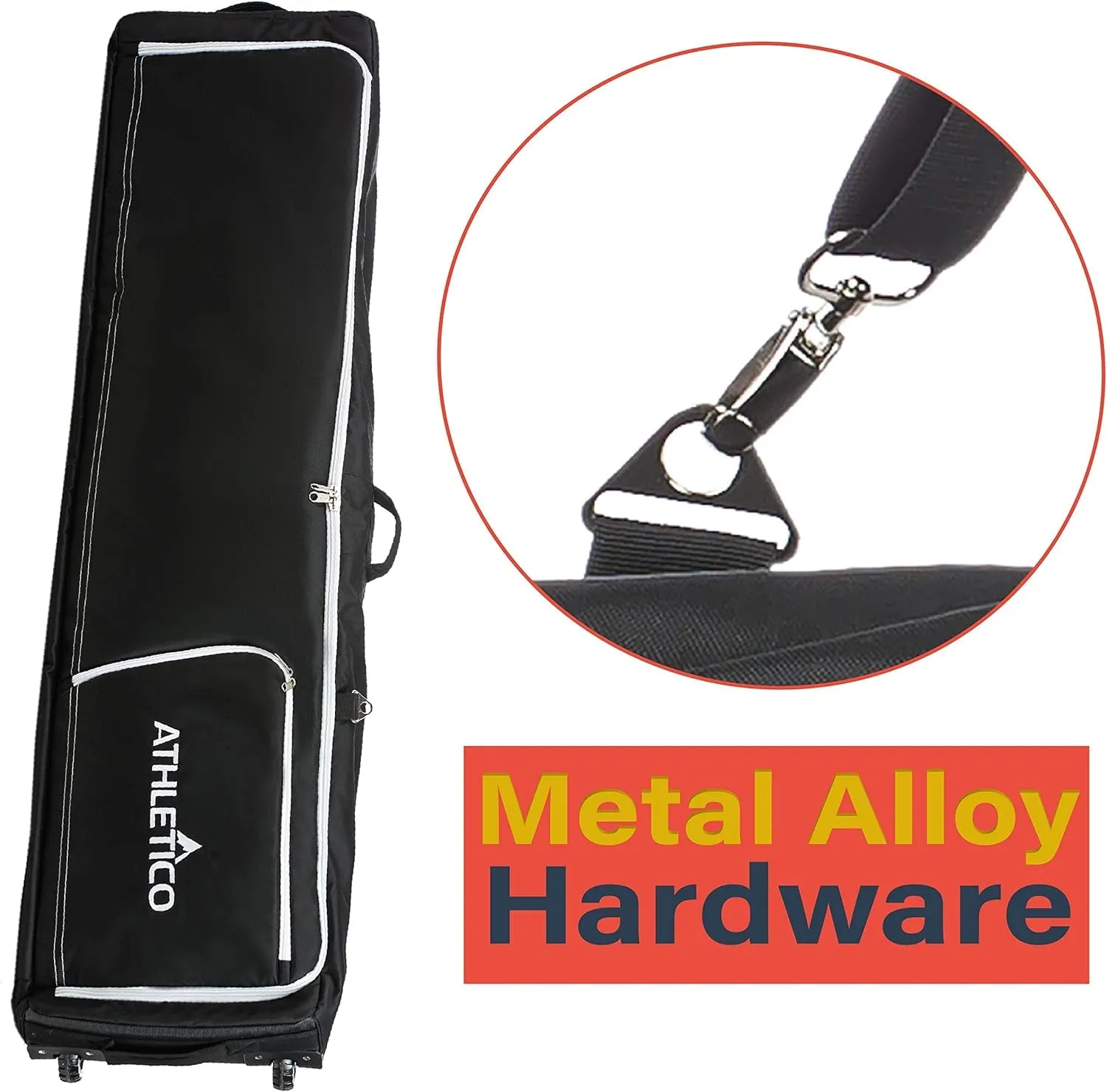 Rolling Double Ski Bag - Padded Ski Bag with Wheels for Air Travel