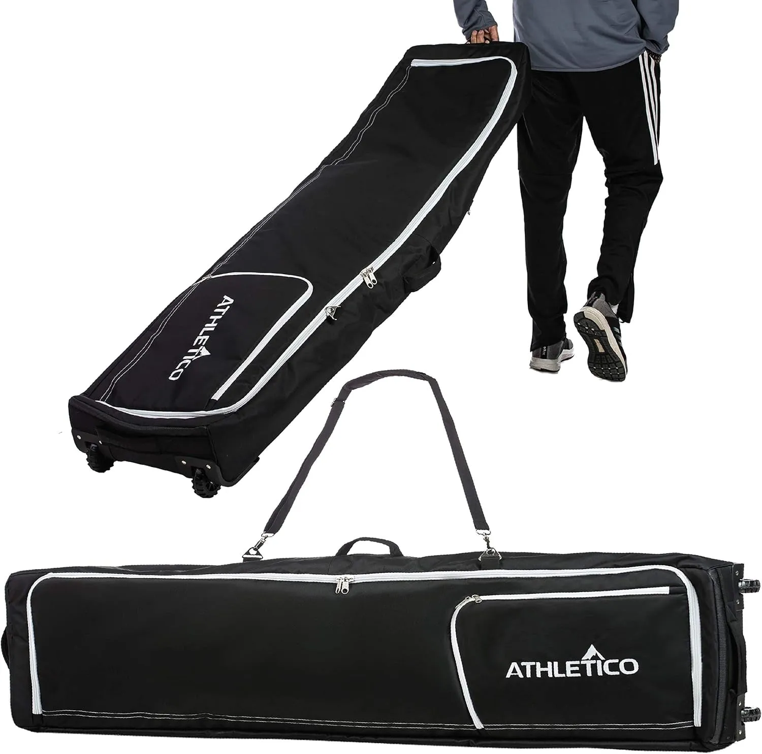 Rolling Double Ski Bag - Padded Ski Bag with Wheels for Air Travel