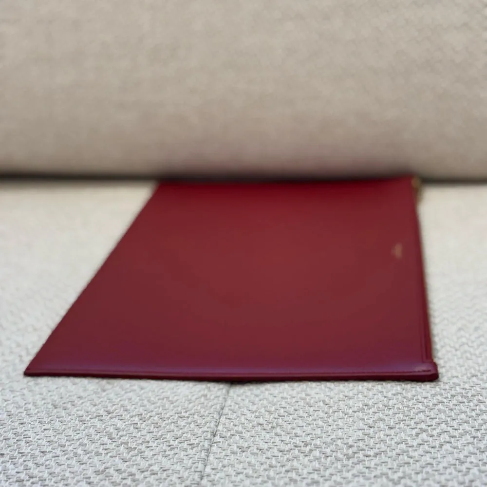 Saint Laurent Burgundy Leather Clutch