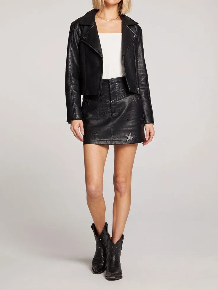 SALTWATER LUXE Asteria Blackstar Faux Leather Mini Skirt