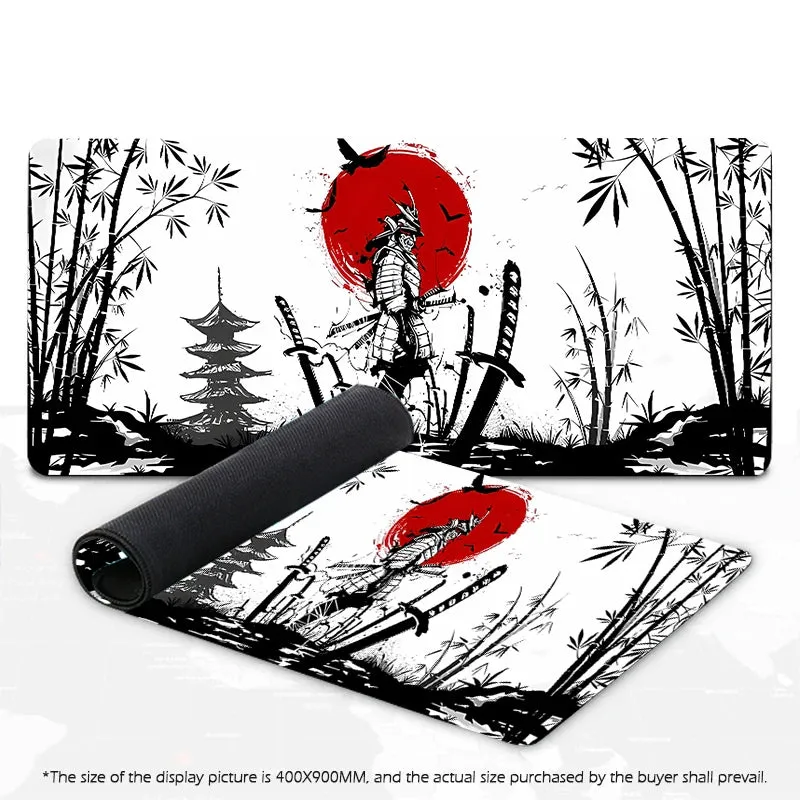 Samurai Warrior Gaming Mouse Pad - Black Desk Mat Accessory