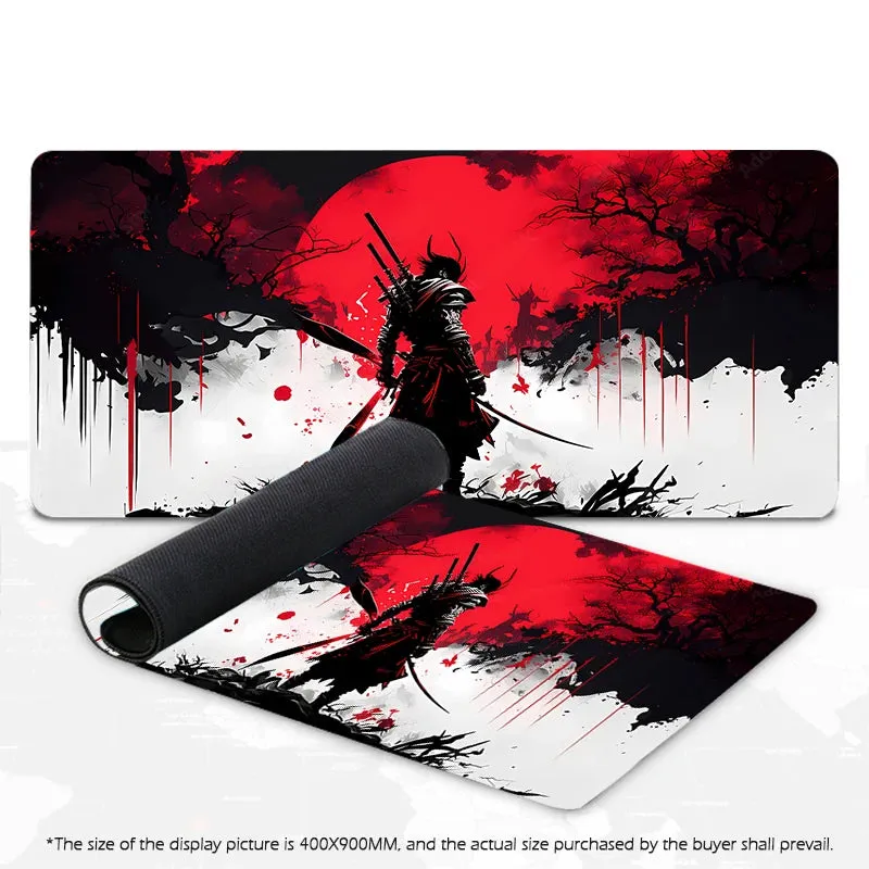 Samurai Warrior Gaming Mouse Pad - Black Desk Mat Accessory