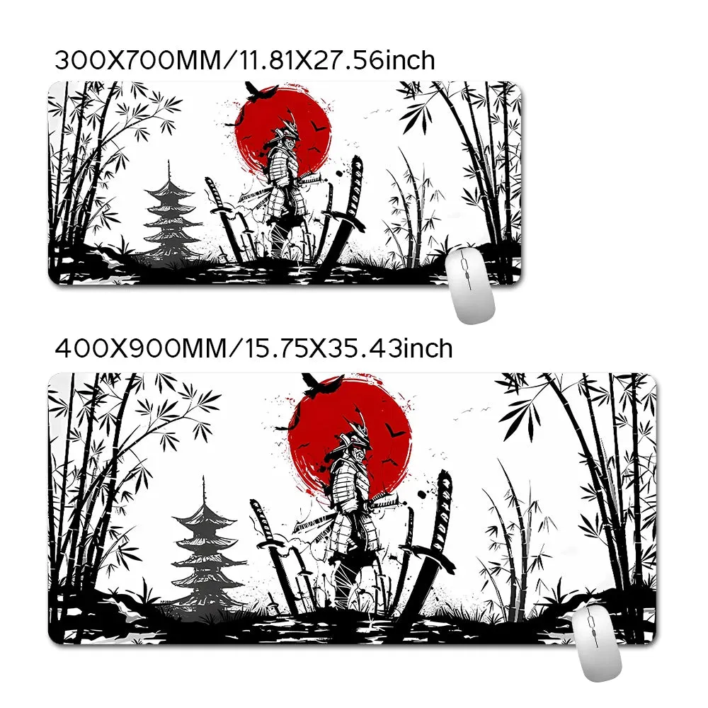 Samurai Warrior Gaming Mouse Pad - Black Desk Mat Accessory