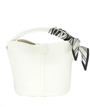 Scarf Tie Handbag Small- White