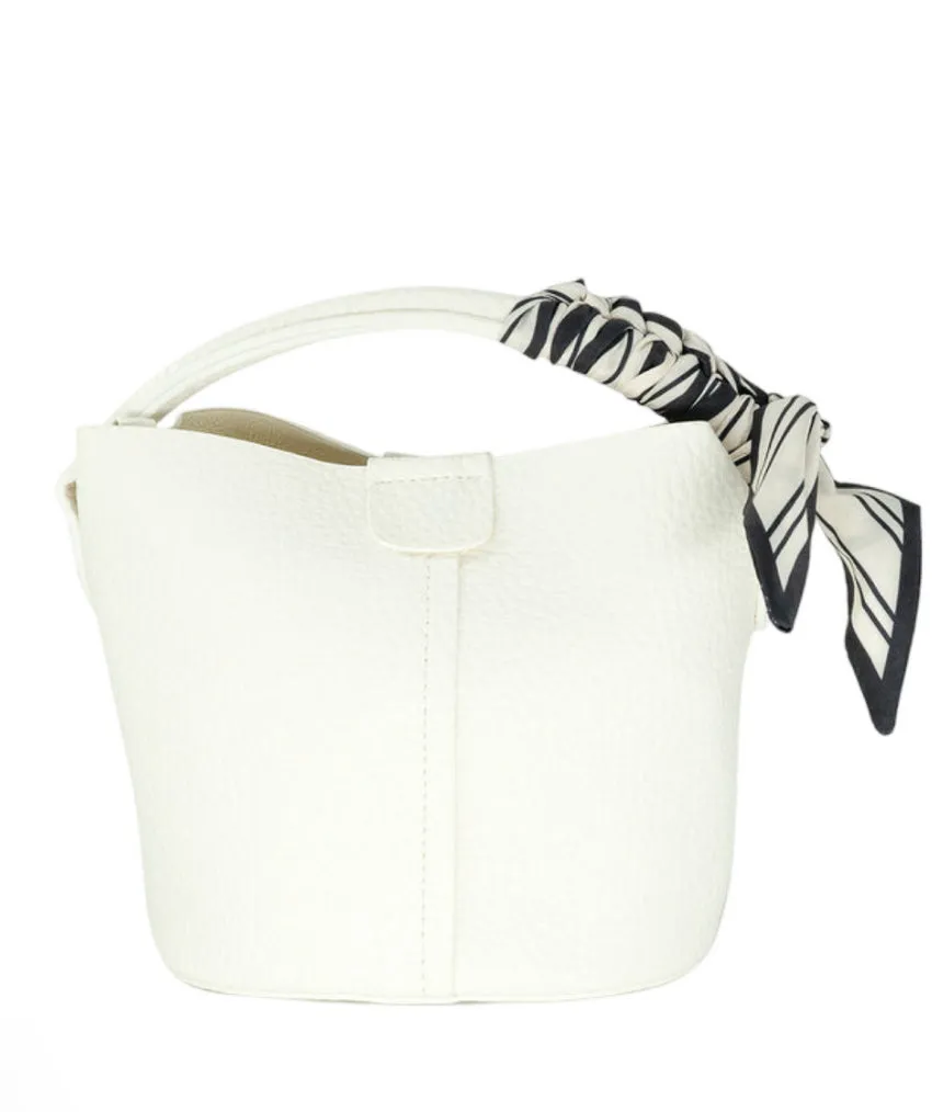 Scarf Tie Handbag Small- White