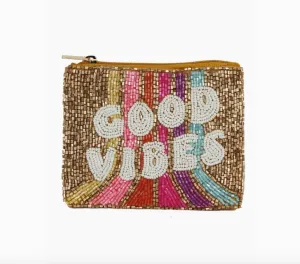 Seed Beaded Good Vibes Coin Purse