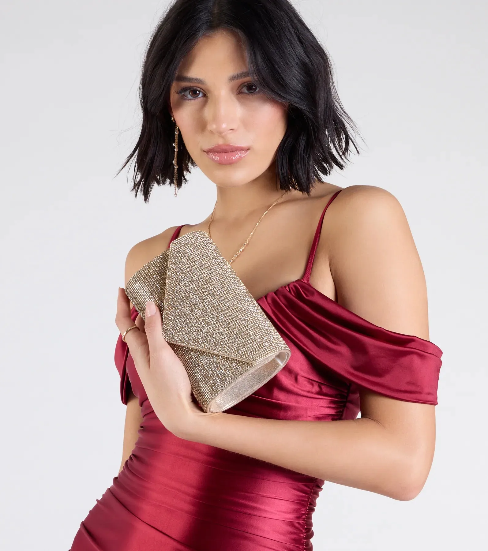 She's Ready Rhinestone Mesh Clutch