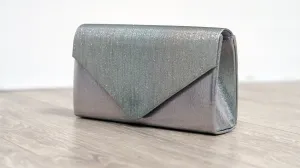 Silver Sparkle and Satin Envelope Clutch