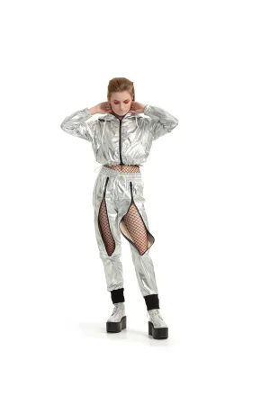 Silver - ZIP-up trousers