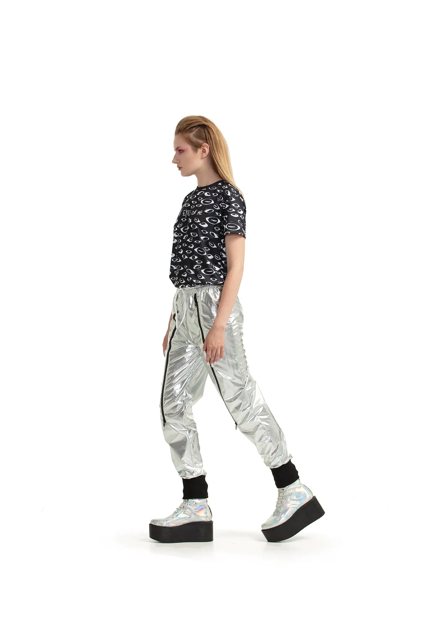 Silver - ZIP-up trousers