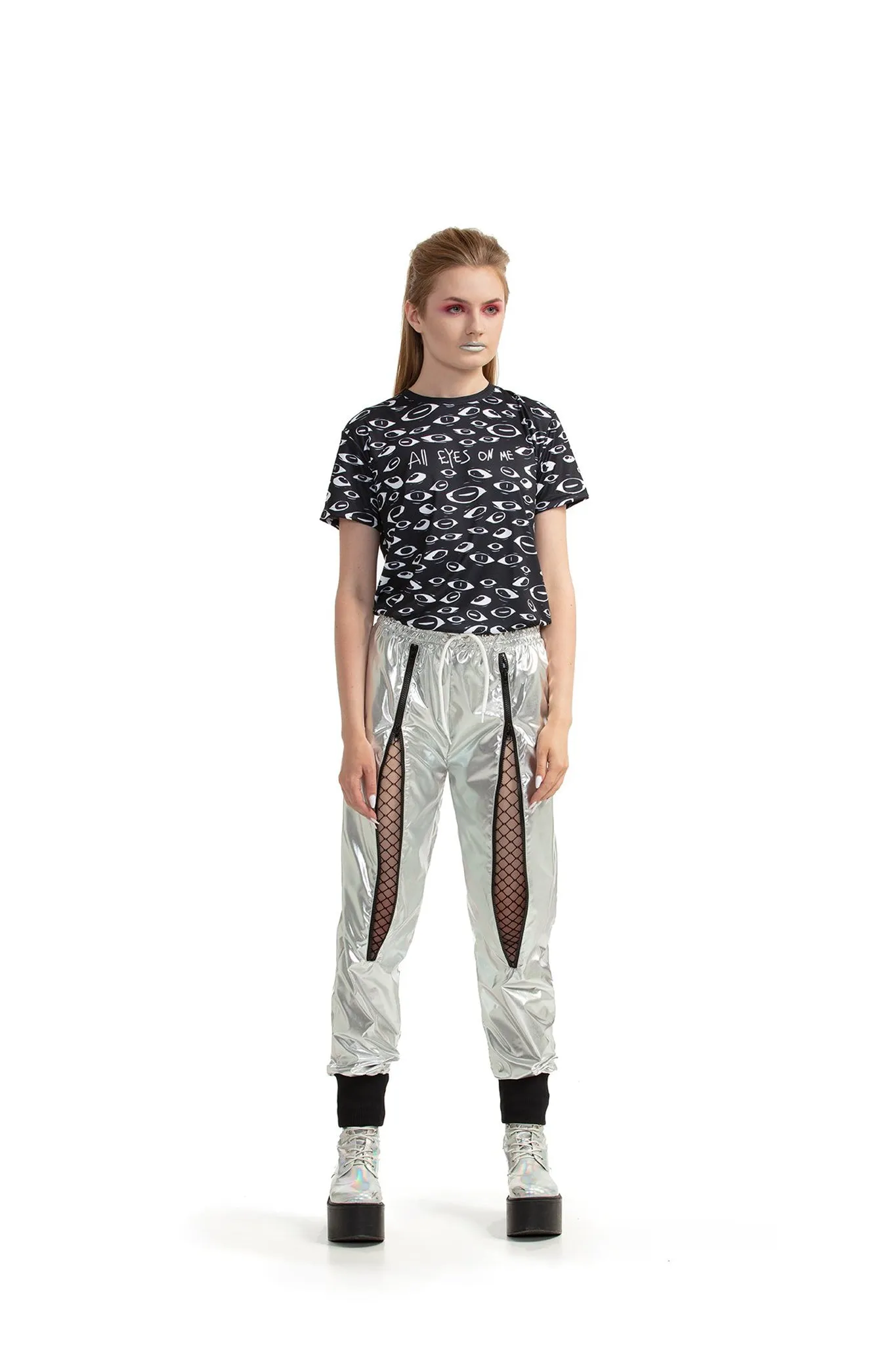 Silver - ZIP-up trousers