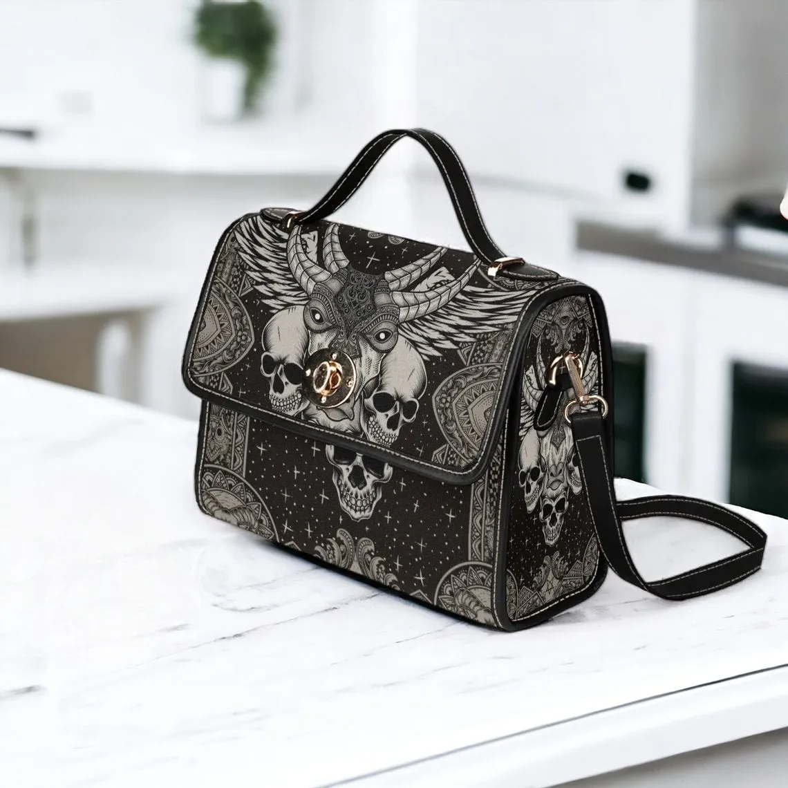 Skull Goth Satchel Bag, Pastel Goth Purse, Nu Goth, Occult Symbol, Kawaii Goth, Alternative Girls, Esoteric Symbol, Witchy Vibes