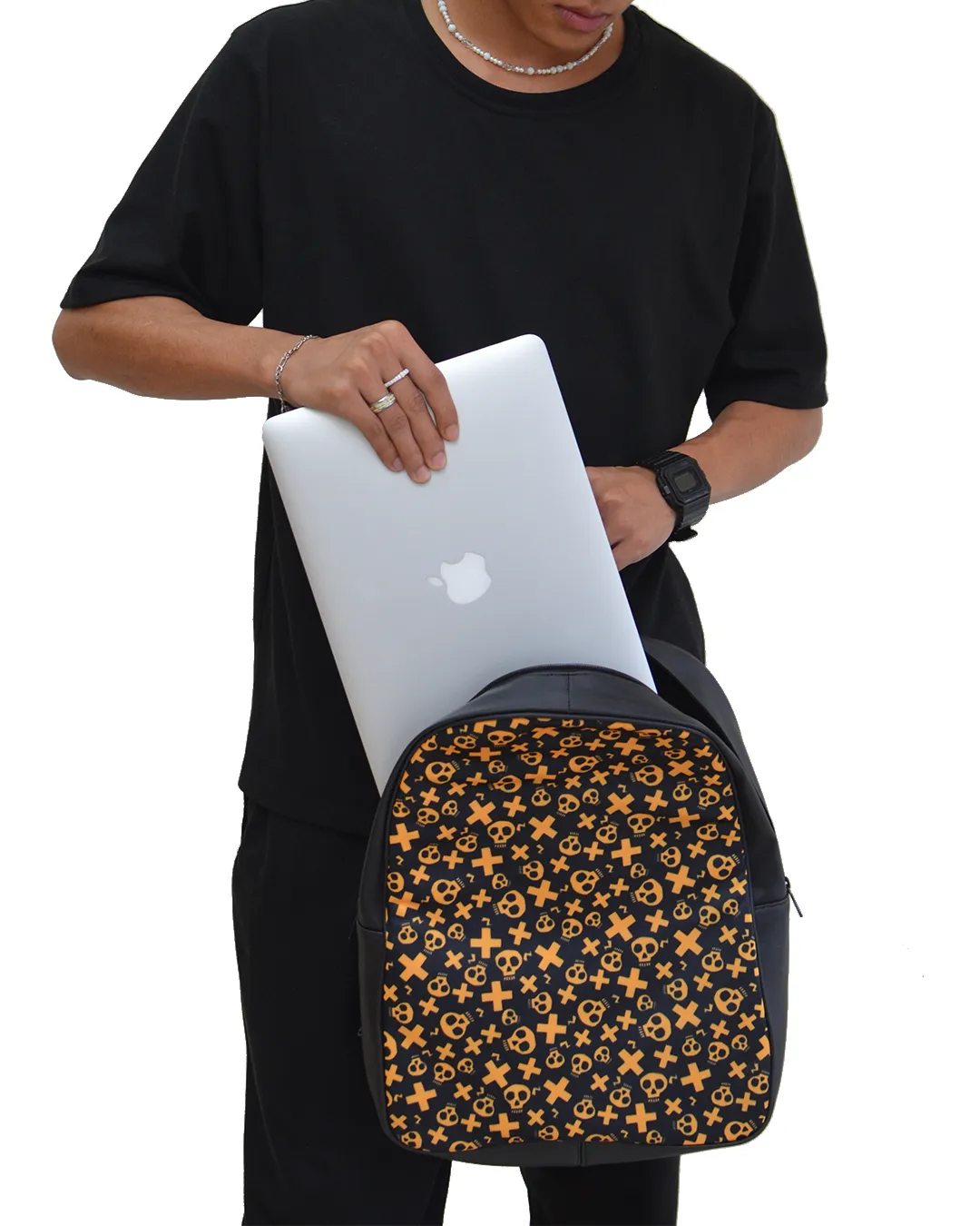 Skully D Faux Leather Backpack