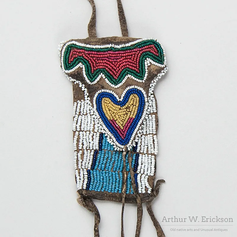 Small Beaded Pouch with Heart Design