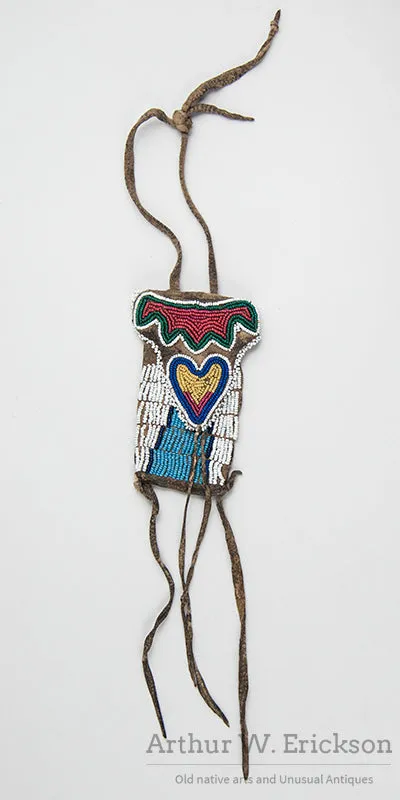 Small Beaded Pouch with Heart Design