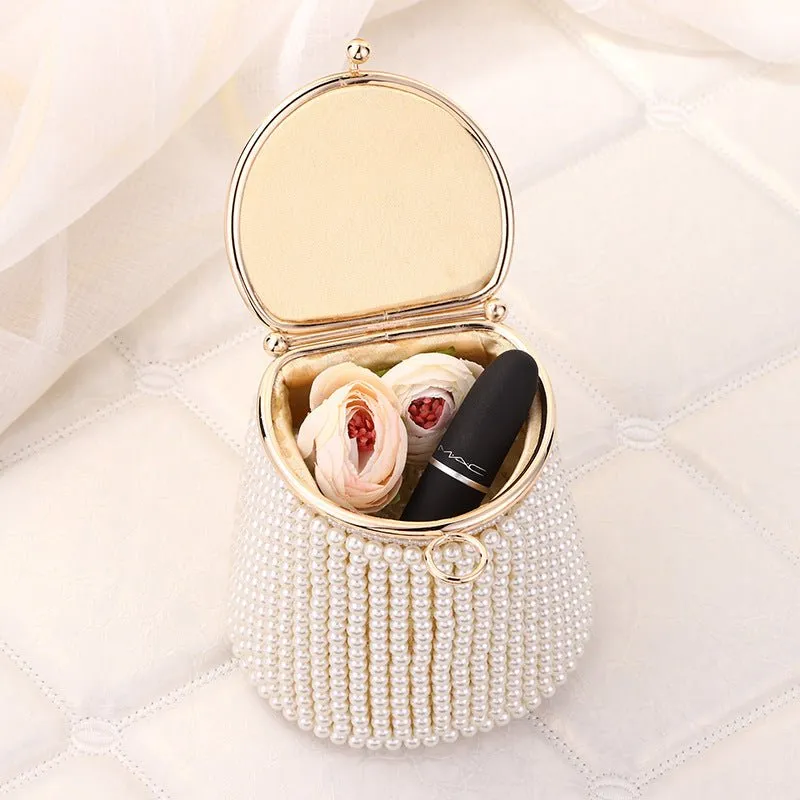 Small Bucket Pearl Evening Purse with Handle