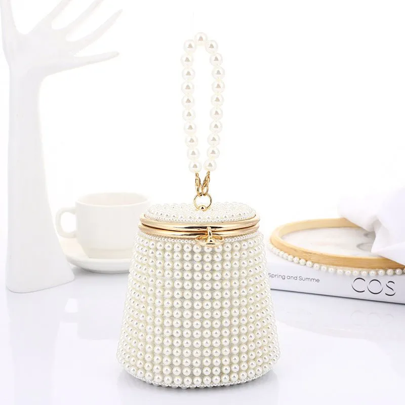 Small Bucket Pearl Evening Purse with Handle