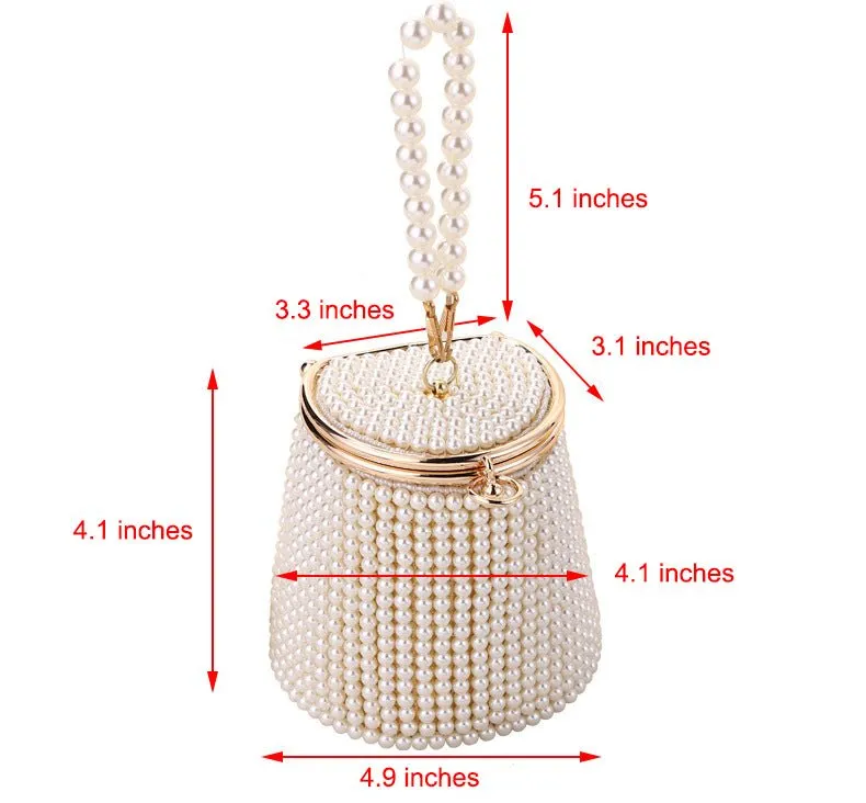 Small Bucket Pearl Evening Purse with Handle