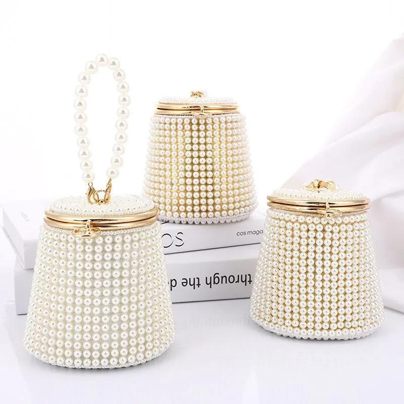 Small Bucket Pearl Evening Purse with Handle