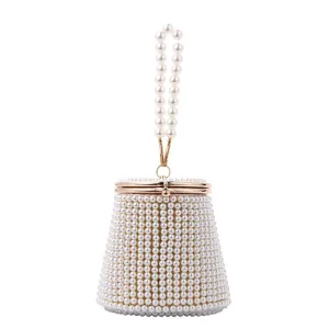 Small Bucket Pearl Evening Purse with Handle
