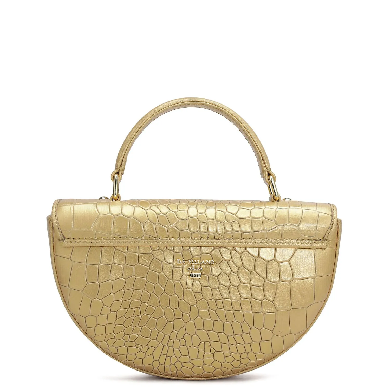 Small Croco Leather Satchel - Gold
