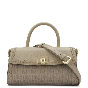 Small Monogram Franzy Leather Satchel - Chalk