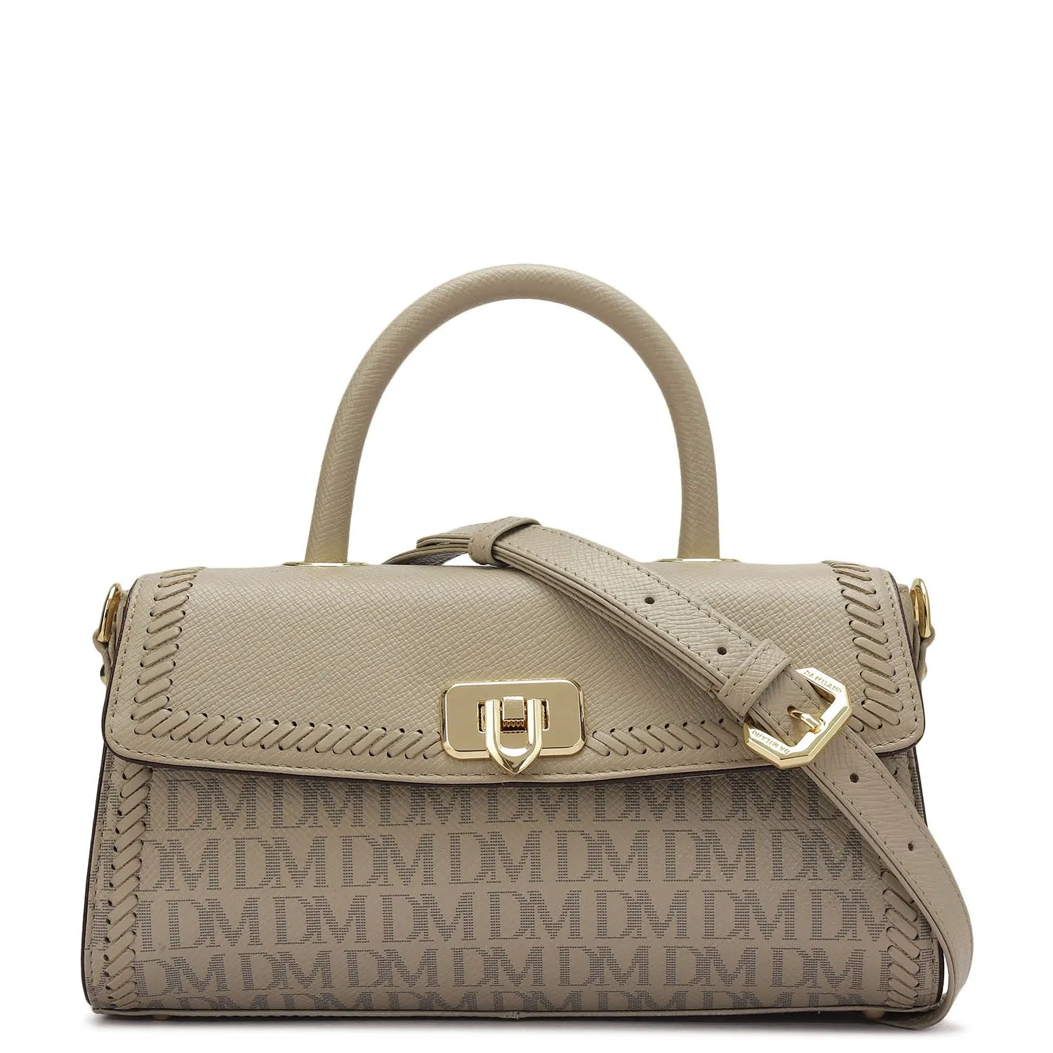 Small Monogram Franzy Leather Satchel - Chalk