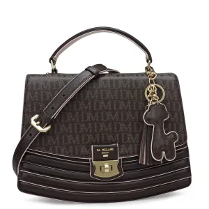 Small Monogram Franzy Leather Satchel - Chocolate