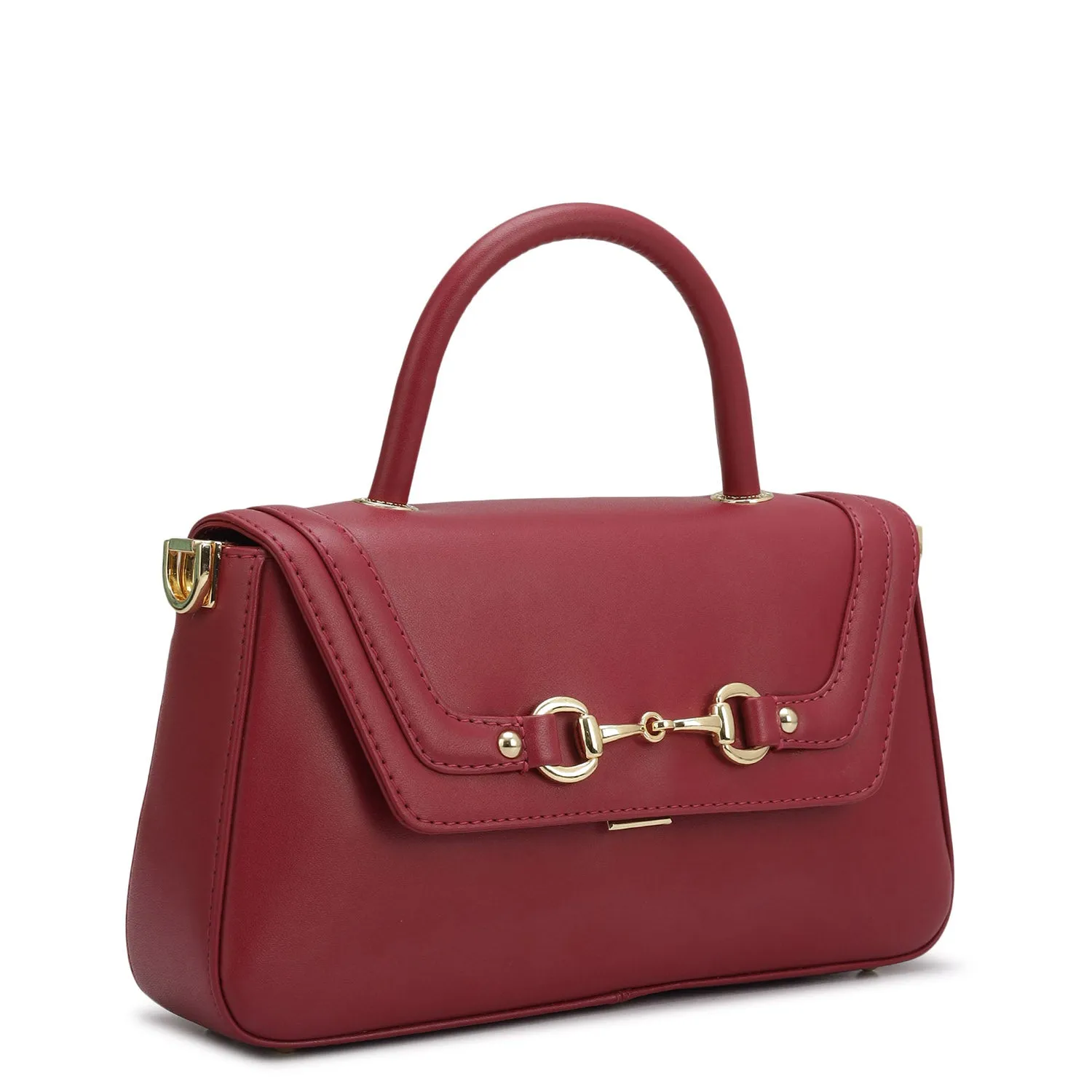Small Plain Leather Satchel - Plumberry