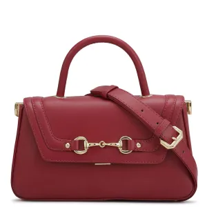 Small Plain Leather Satchel - Plumberry