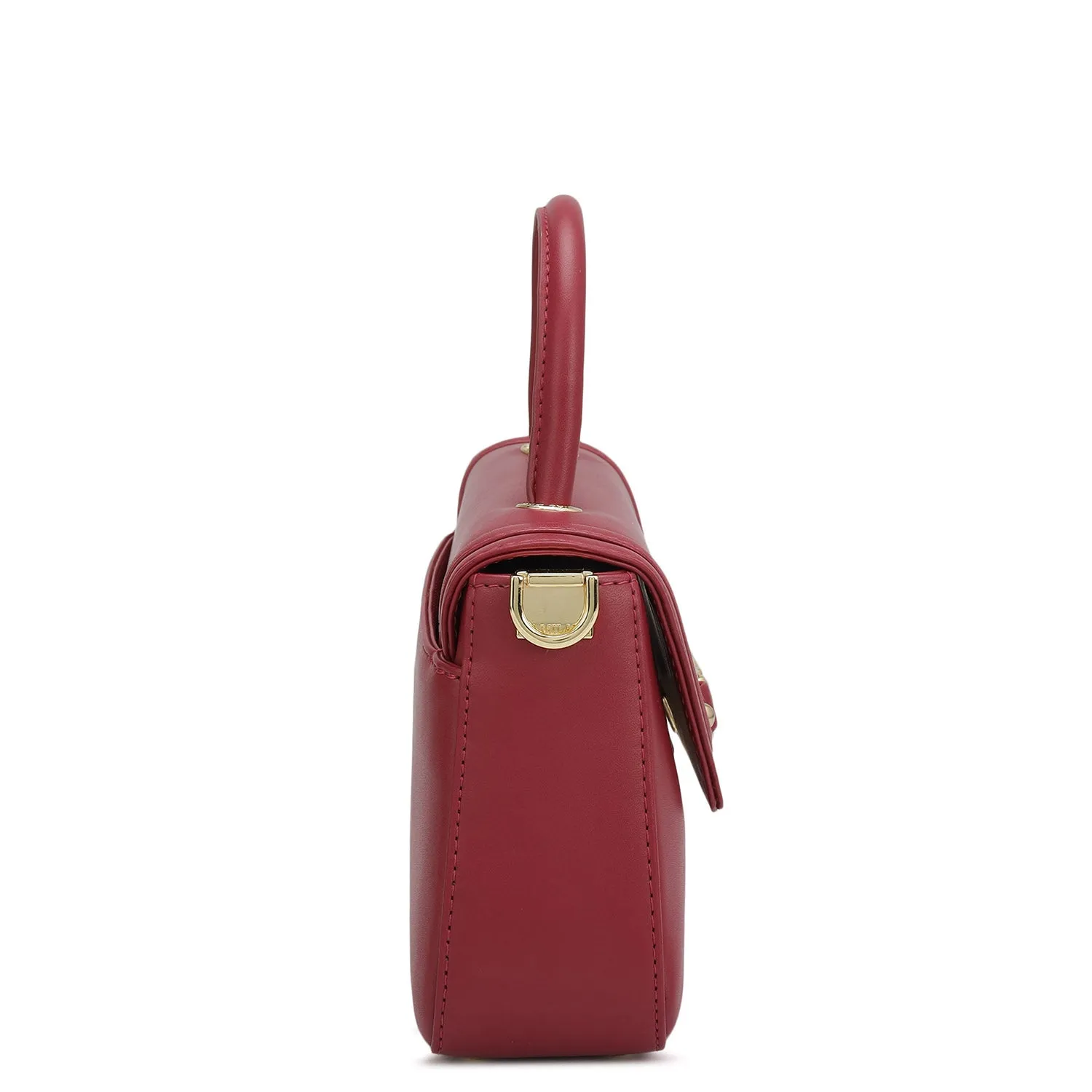 Small Plain Leather Satchel - Plumberry
