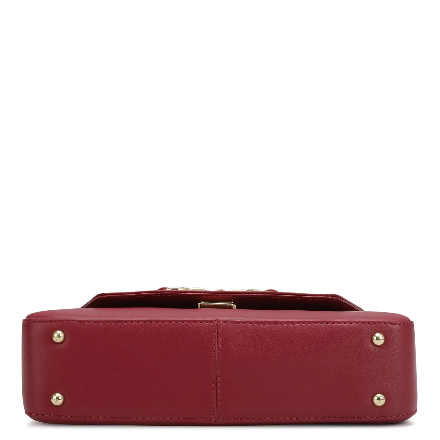 Small Plain Leather Satchel - Plumberry