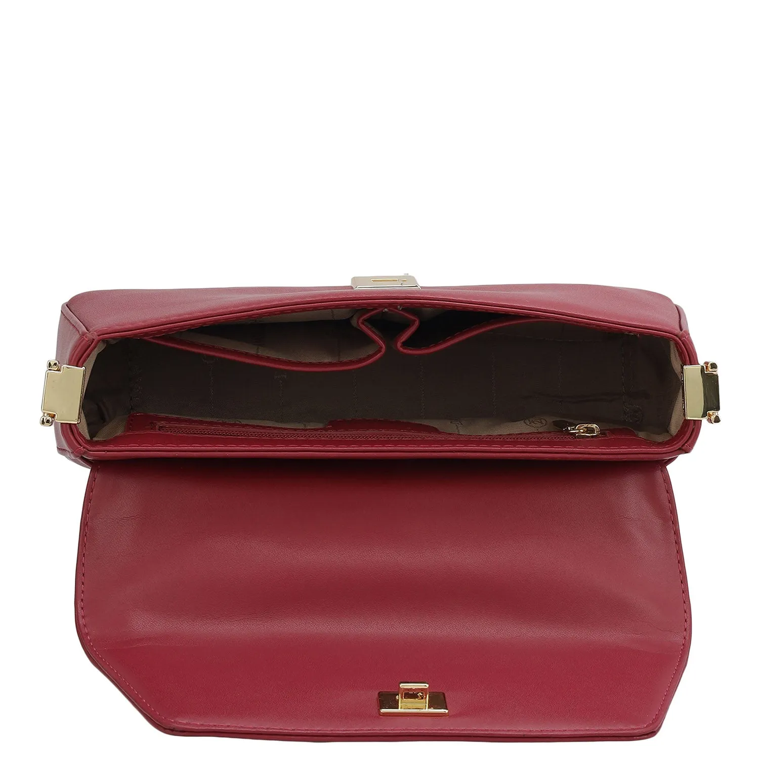 Small Plain Leather Satchel - Plumberry