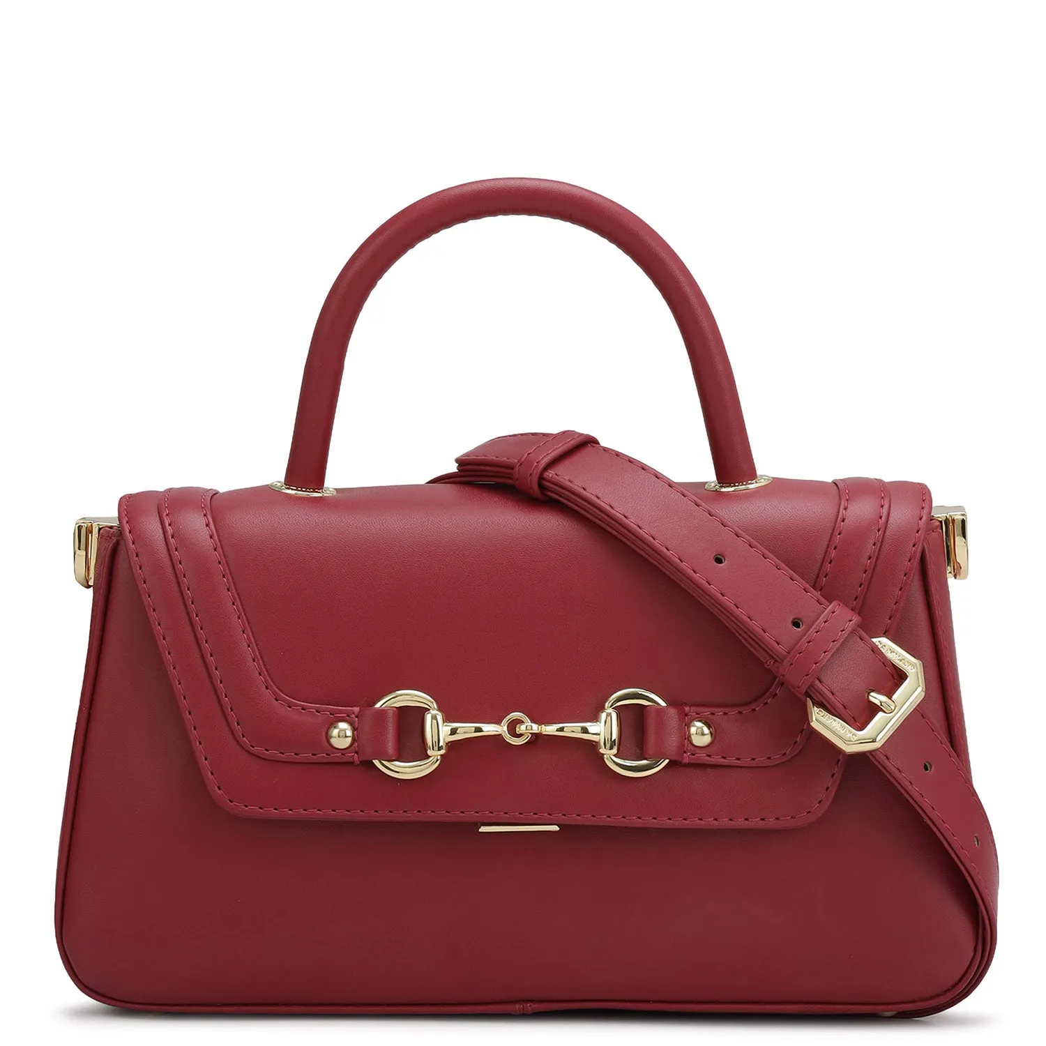Small Plain Leather Satchel - Plumberry