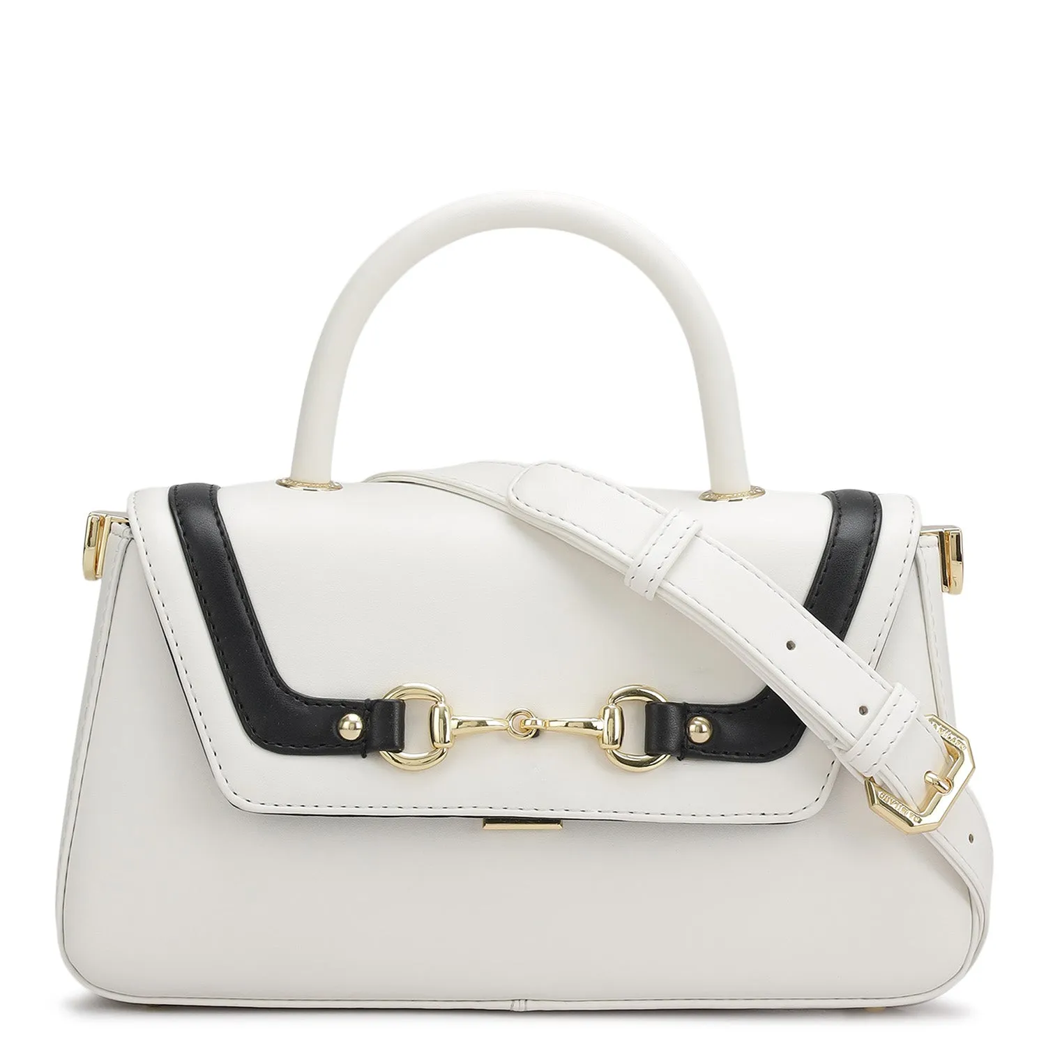 Small Plain Leather Satchel - Snow