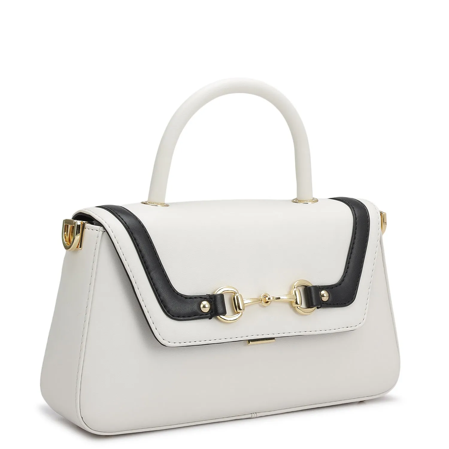 Small Plain Leather Satchel - Snow