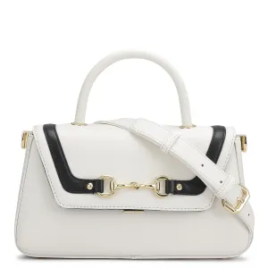 Small Plain Leather Satchel - Snow