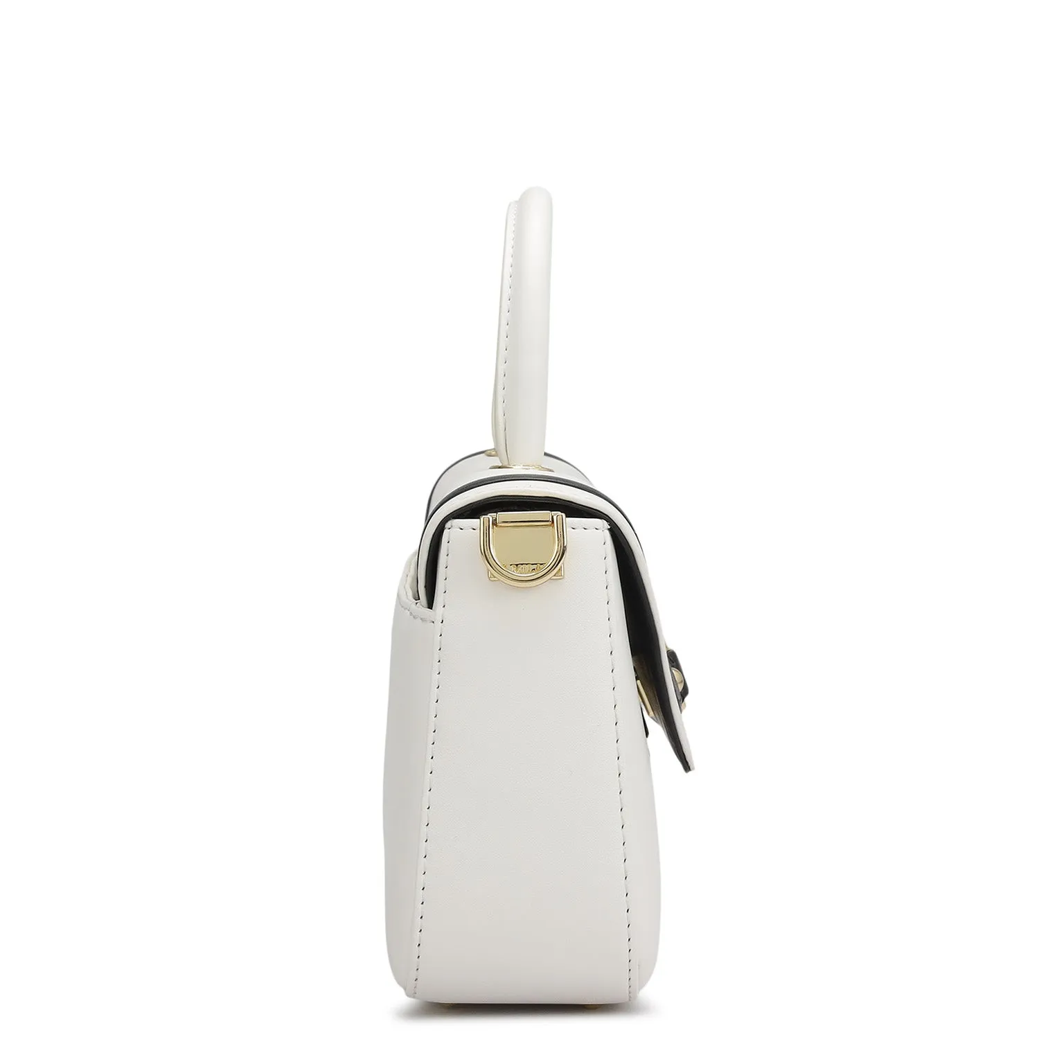 Small Plain Leather Satchel - Snow