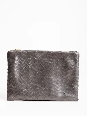 small pouch - pewter chevron