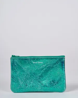 small zip pouch - hologram jade