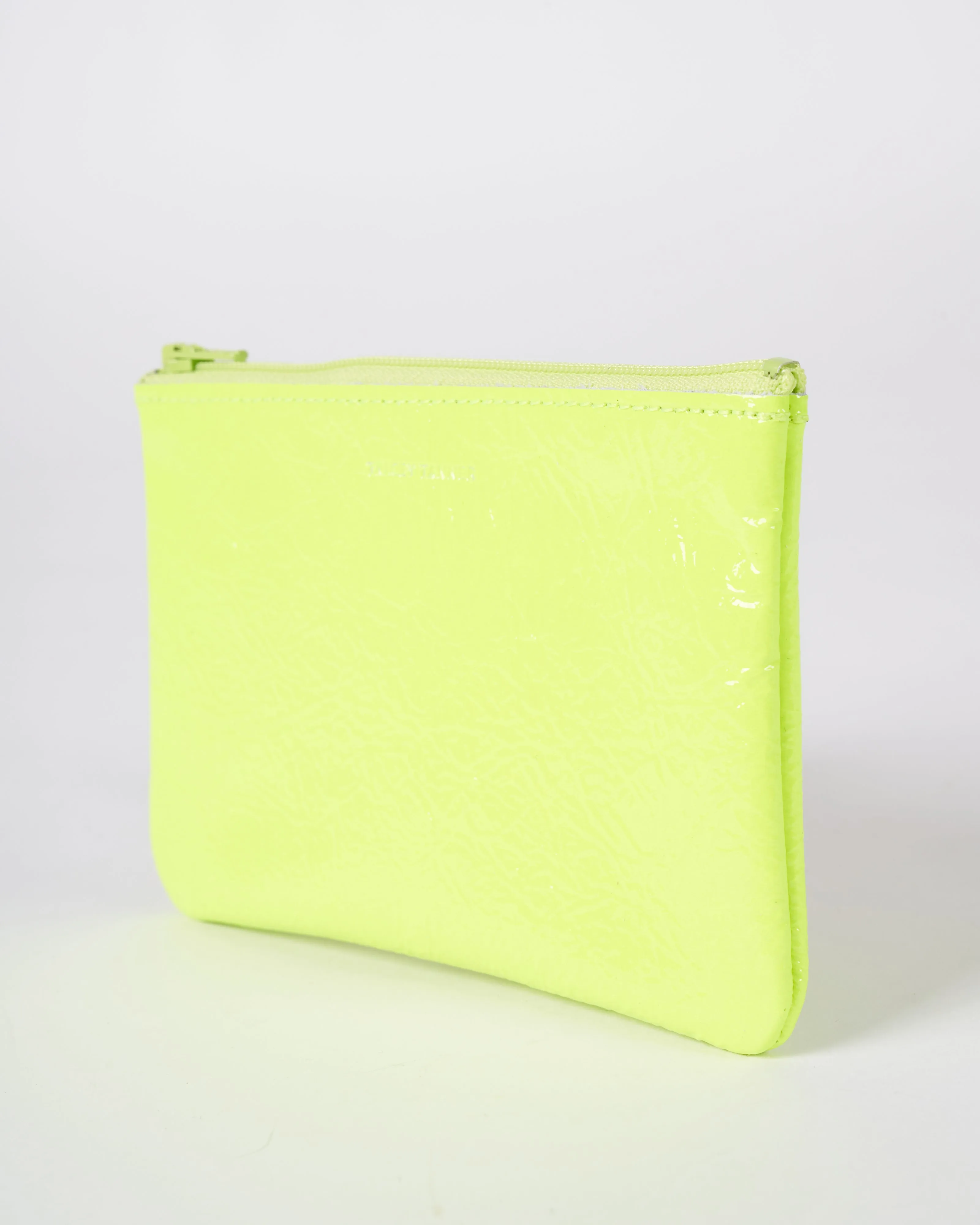 small zip pouch - patent flouro yellow