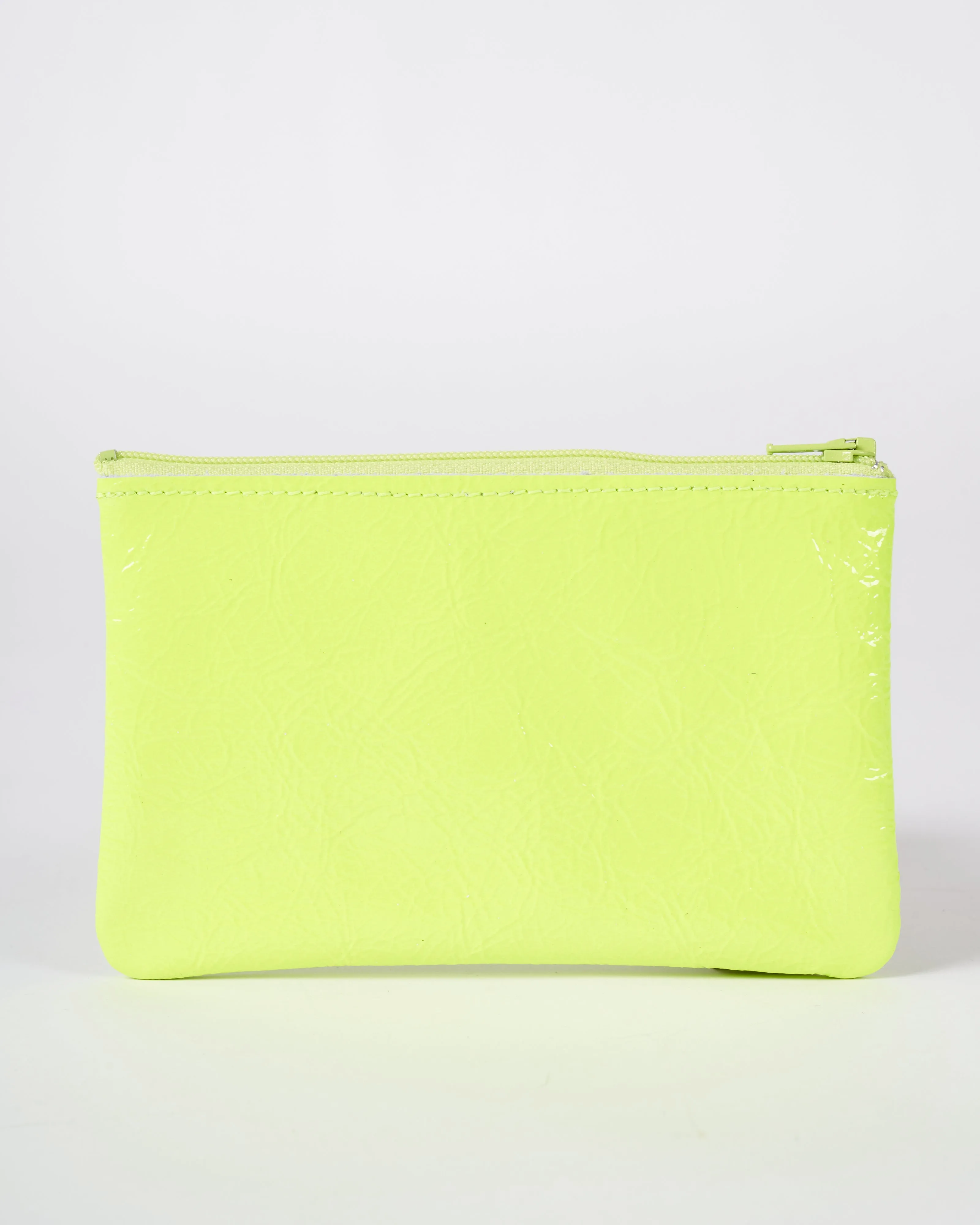 small zip pouch - patent flouro yellow