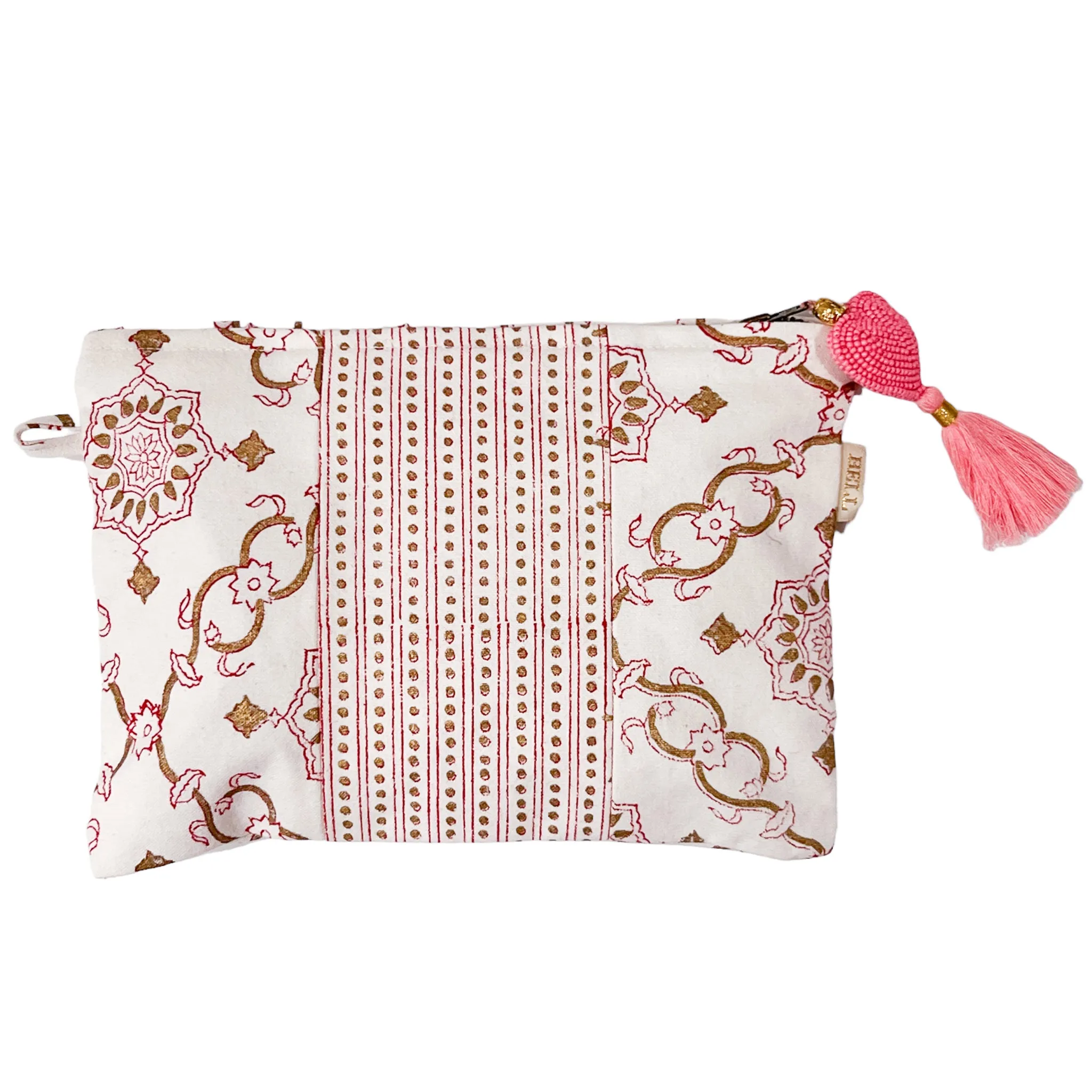 Small Zipper Pouch With Beaded Tassel