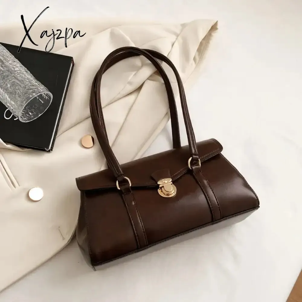 Solid Leather Handbag For Women High quality Leather Tote Bags 2024 Vintage Trend Shoulder Bag Women's Underarm Bag