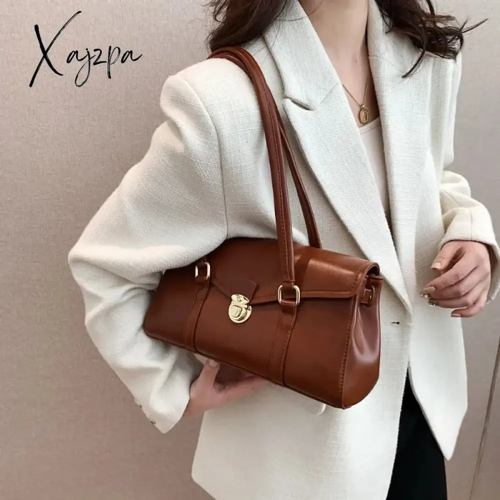 Solid Leather Handbag For Women High quality Leather Tote Bags 2024 Vintage Trend Shoulder Bag Women's Underarm Bag
